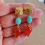 Boucles Angèle Amazonite et Cornaline