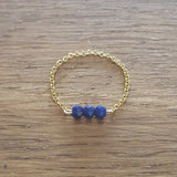 Bague Chaîne 3 perles Lapis Lazuli