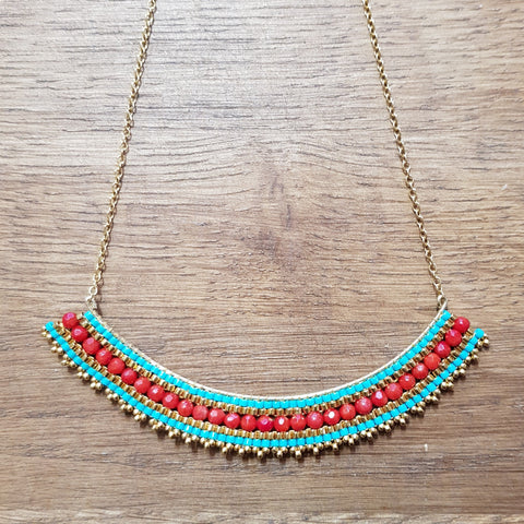 Collier Anita Turquoise/Rouge
