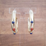Créoles Louxor Jaspe rouge & Lapis Lazuli