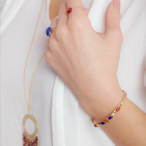 Bracelet Louxor Jaspe rouge & Lapis Lazuli